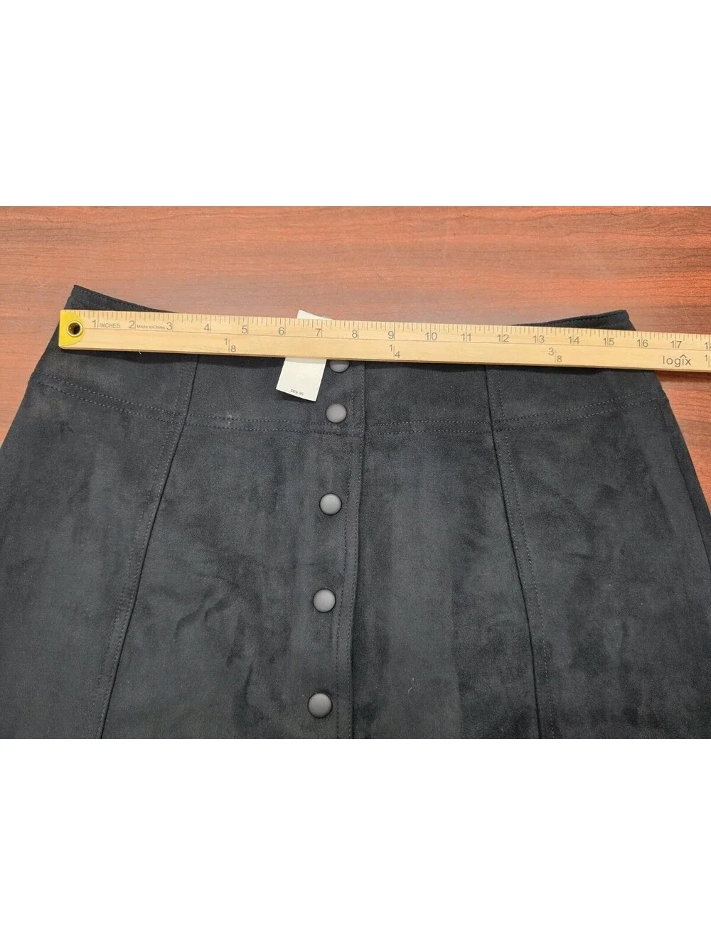 NWT Gap Black Faux Suede Button Front Mini Skirt Size 12 Dark Academia Fall Chic
